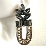 Bebe   Gray rhinestone and gold tone  statement earrings Photo 1