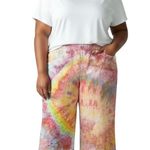 Choices Plus Size 3X Capri Pants Handmade Tie Dye Linen Lined Spiral Hippie 1482 Pink Photo 0