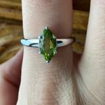 Natural Peridot Sterling Silver Marquise Ring Size 9 Photo 0