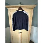 Minnie Rose Women Pullover Cashmere Sweater Navy W Pink Stripe Crew Neck Size XS Photo 3