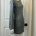 Thirty Thirty Romantic Sequined Stretchable Long Sleeve Dress Sz M Silver Size M Photo 2
