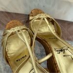 Christian Louboutin  Gold Leather Strappy Cork Wedges - US7 IT37 Photo 4