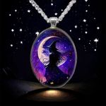 1pc Oval‎ Painted Witch Moon Avatar Pendant Necklace Silver Plated Accessories Silver Photo 8