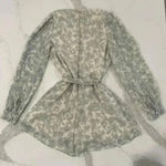 EXPRESS  Wrap Front Elegant Ivory/ Blue Floral Print Long Sleeve Romper Womens XS Photo 5
