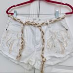 ZARA  White Jean Embroidered Shorts Braided Belt 6 Photo 0
