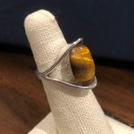 Sterling Silver VINTAGE  Split Head Tension Mount Tigers Eye Ring Photo 1
