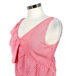 Vineyard Vines Seersucker Ruffle Striped Sleeveless Top Pink White Size 2 Photo 2