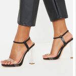 Pretty Little Thing Black wide fit clear block heel strappy sandal size 39/6 Photo 4