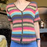 White Stag Vintage 90s crochet button front top open weave  Photo 0