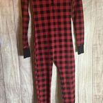 Victoria's Secret Pink One Piece XS Red Black Buffalo Plaid Check Thermal Pajama Photo 0