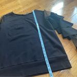 14th & Union  Black fancy sweatshirt with ruffled sleeves with mesh detail S Photo 4