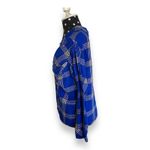 H&M Womens Blouse Sz 12 Blue Black White Plaid Flannel Off Shoulder Shirt Photo 3