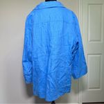 kim rogers  Linen Blue Long Sleeve Button Down Shirt Photo 4