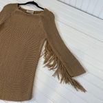 Bordeaux  Women’s Brown Fringed Shoulders Boho Sweater Pullover Size S Photo 2