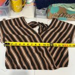 Xhilaration Sexy Vneck Womens Cropped Short Sleeve Y2K Brown Striped Tie Back S Photo 3