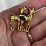 Vintage Avon twin fawns faux fur tails pin brooch Gold Photo 3