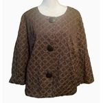 J.Jill  Brown Embroidered Cotton 3-Button Blazer - XL Photo 0