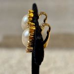 Christian Dior  Signed Gold Iridescent Pearl Crystal Clip On Earrings Size Photo 1