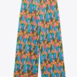 ZARA Mod Retro Floral Wide Leg Palazzo Pants size small Pink Green Yellow Photo 0