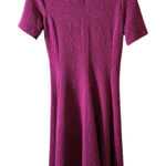 ZARA  Woman Fit & Flare Dress Textured Short Sleeve Magenta Size Medium‎ Photo 0