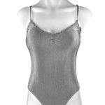 Urban Outfitters Silver Metallic Ribbed Sleeveless Cami Tank Bodysuit Top Size S Photo 0