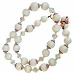 Vintage Mother of Pearl & Crystal Necklace with Pink Enamel Accents Photo 6