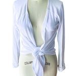 RALPH LAUREN White Tied Front Long Sleeve Cover Up Cardigan Top ~ Women's LARGE Photo 1