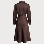 Rihoas Coffee Ruched Button Midi Dress Brown Photo 6