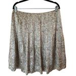 Tahari Pull On Pleated Mini A-Line Skirt 100% Silk Paisley Cream Women's Size 12 Photo 0
