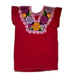 Stunning red embroidered Mexican blouse with beautiful flowers Size M Photo 0