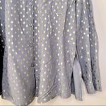 Anthropologie Monarc Grey Metallic Gold Polka-Dot Button Down Shirt Size Large Photo 3