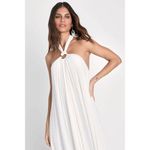 Lulus  Corfu Charm Ivory O-Ring Halter Maxi Dress White Beachy Flowy Medium Photo 7