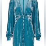 NEON BLONDE Vapour Velvet Mini Dress RTR Formal Deep Vneck Size Small Blue Photo 1