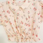 Japanese Kawaii Pastel Pink Floral Ruffle Princess Sleeves Lace Crop Top Blouse Size XS Photo 4