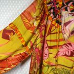 Anthropologie  Blank Orange Pink Floral Puff Sleeve Ruffle Top Photo 2