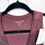 Coldwater Creek  Top Women Size XS Brown Beaded V-Neck Sleeveless Blouse Sheer Photo 7