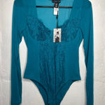 Sincerely Jules NEW  Bodysuit Womens Size‎ Small Turqouise Bustier Mesh Underwire Photo 0