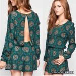 Patrons of Peace  | Long Sleeve Open Back Romper Boho Teal Women’s Size M Photo 0