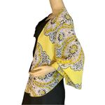 ROSEY TOMATO YELLOW & BLACK LIGHTWEIGHT PAISLEY PRINT BOLERO COVER (3X) Photo 2