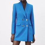 ZARA SS22 BLUE DOUBLE-BREASTED FITTED BLAZER WITH GOLDEN BUTTONS SIZE S BNWT Photo 0