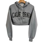 Refuge Cropped Hoodie Jacket Women's Size S Full Zip Blue CALIFORNIA Embroidered Photo 0