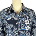 Jaclyn Smith blue and white floral long sleeve collared button down shirt small Photo 4