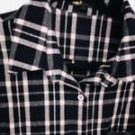 Maje Majé Grunge Leather Trimmed Black & White Plaid Flannel Shirt Size Large 12/14 Photo 7