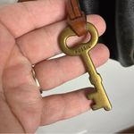 Fossil  Harper flap crossbody bag black leather brown leather strap medium size Photo 2