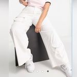 Missguided Plus White Zipper Tactical Cargo WideLeg BaggyLounge Pants Pockets 18 Photo 3