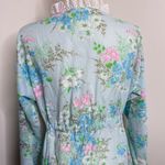 Vintage JC Penny Floral Robe House Dress NO SIZE Empire Waist Pastel eyelet Trim Blue Photo 6