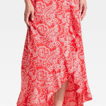 Universal Threads UNIVERSAL THREAD Women’s Ruffle Maxi Wrap Skirt in Red Paisley, Medium Photo 0