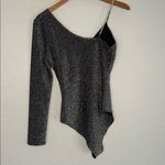 Love j Sparkly Silver Black Bodysuit Rhinestone Strap Long Sleeve Glam Going Out NYE Photo 5