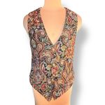 Vintage 80s Moda International Baroque Tapestry Vest Medium Adjustable Back Black Photo 2