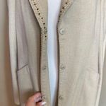 Nine West Linen Embellished Blazer Boho Western Style Trench Coat By Size Large Photo 0